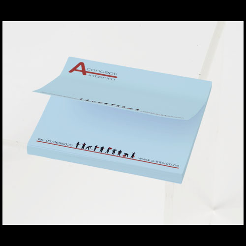 Notes adhésives publicitaires 7,5 x 7,5 cm Bleu clair